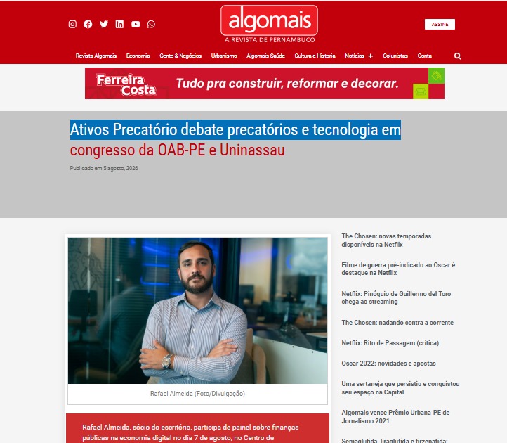 Ativos debate precatórios e tecnologia em congresso da OAB-PE e Uninassau